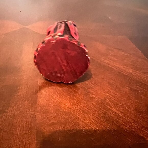 Asian-Inspired Red Resin Figurine Elder Holding Child Detailed Decorative Statue - Picture 7 of 7